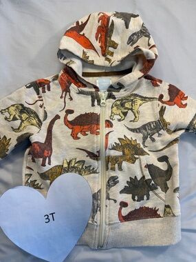 Old Navy Kids Dinosaur Print Hoodie - Red, Brown, Black